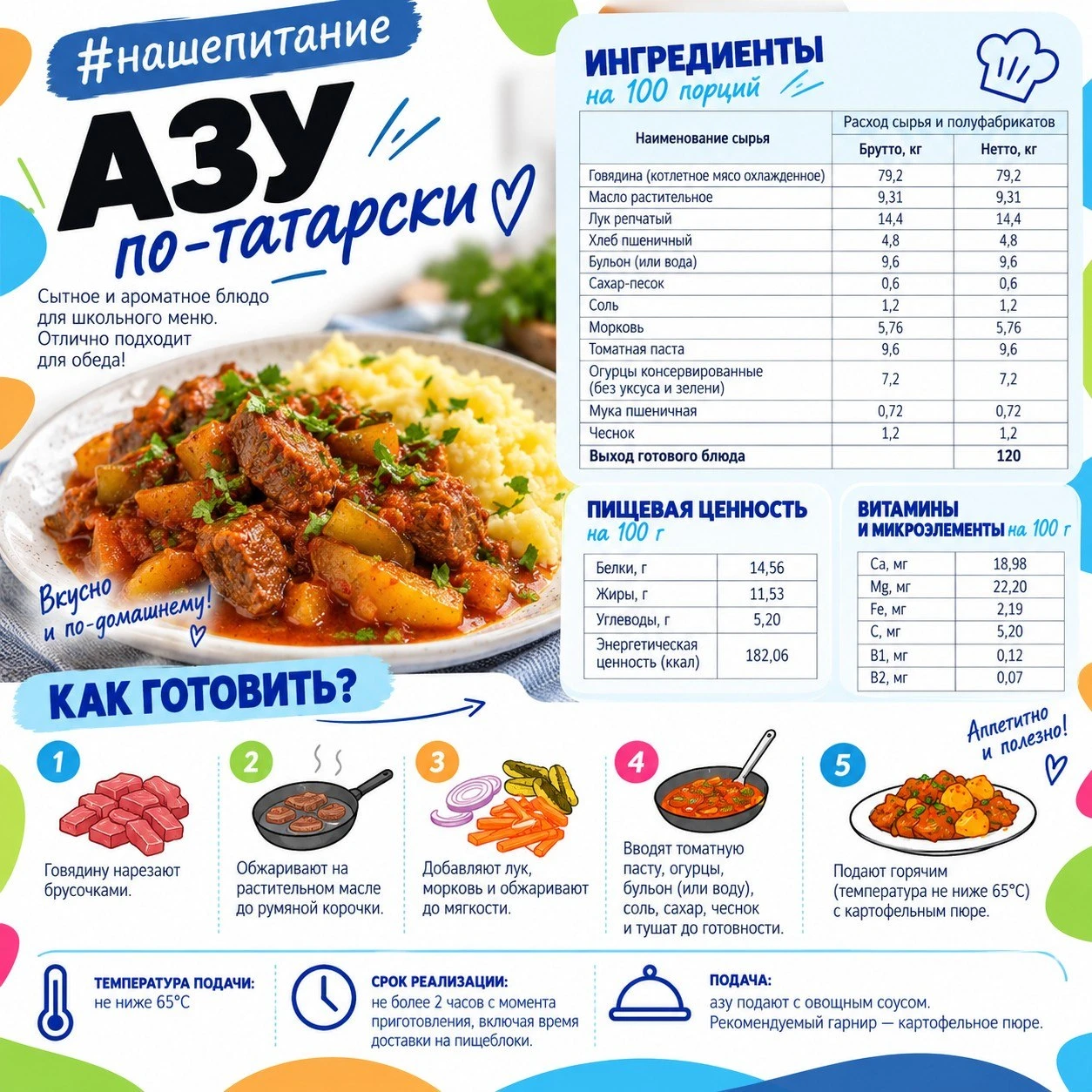 В меню школы - азу по-татарски!