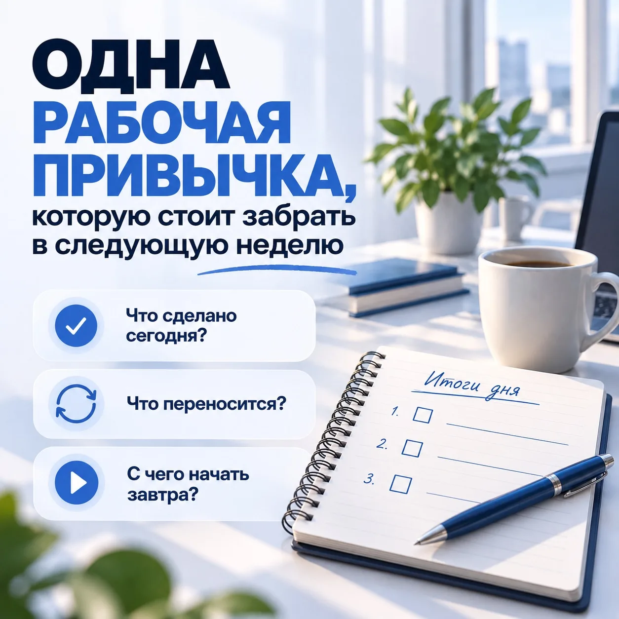 Одна рабочая привычка, которую стоит забрать в следующую неделю 💙