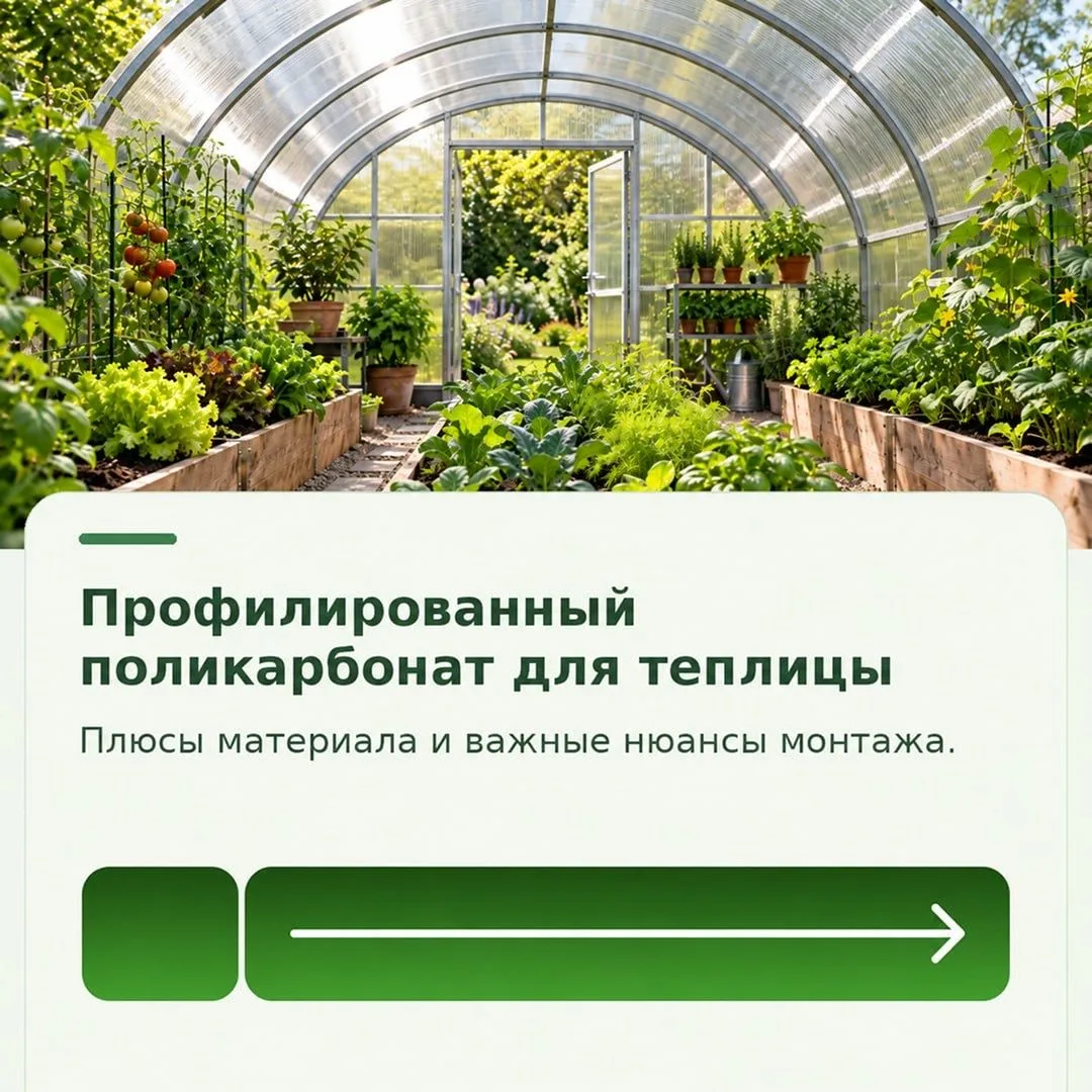 Профилированный поликарбонат всё чаще выбирают для теплиц — и здесь важно учитывать не ...