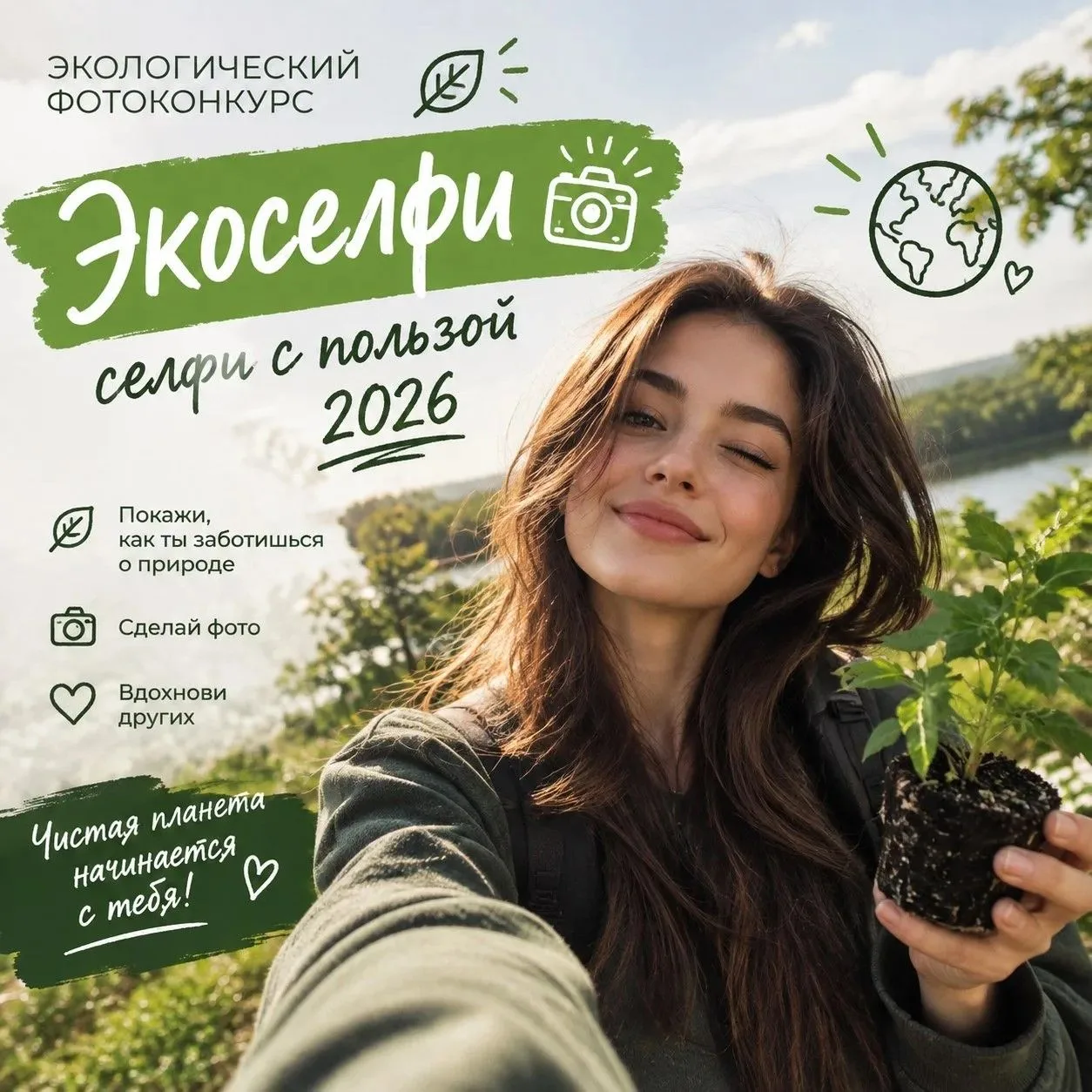 🌿📸Открытый экологический фотоконкурс «Экоселфи – селфи с пользой 2026» приглашает уча...