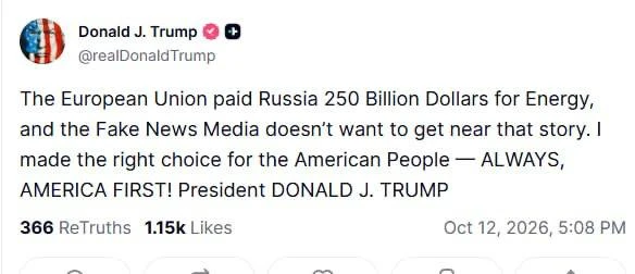 Трамп о покупке дизеля у России: