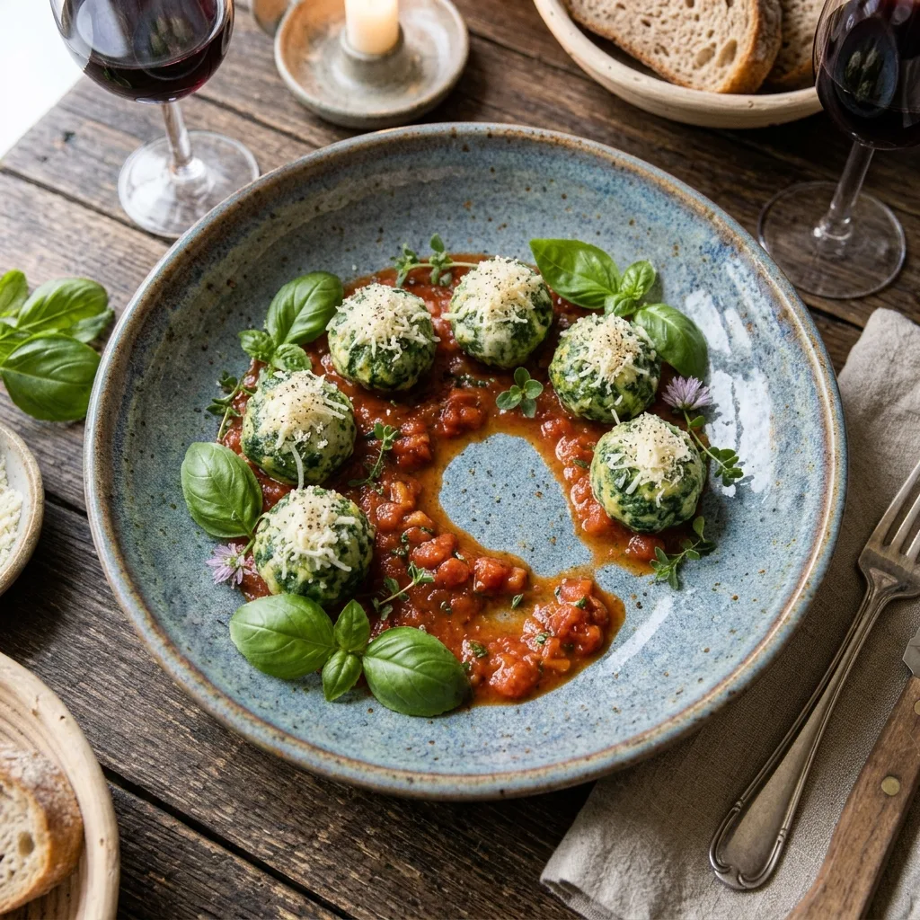 ЗЕЛЕНЫЕ КЛЕЦКИ СО ШПИНАТОМ, РИКОТТОЙ И ТОМАТАМИ 🥬🍅