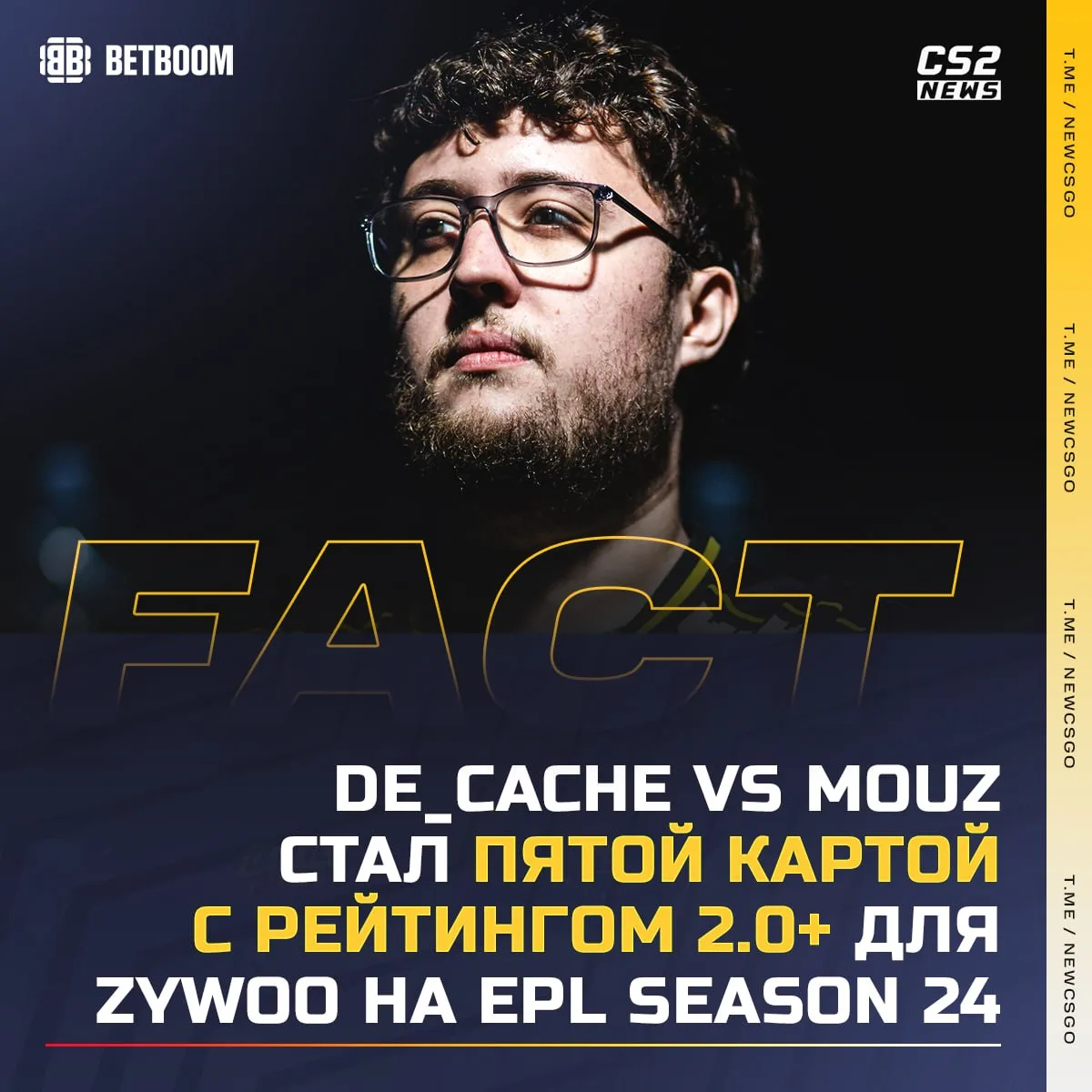 ❗️😳 ZywOo играет каждую третью карту на этом EPL c рейтингом >2.0 — статистика.