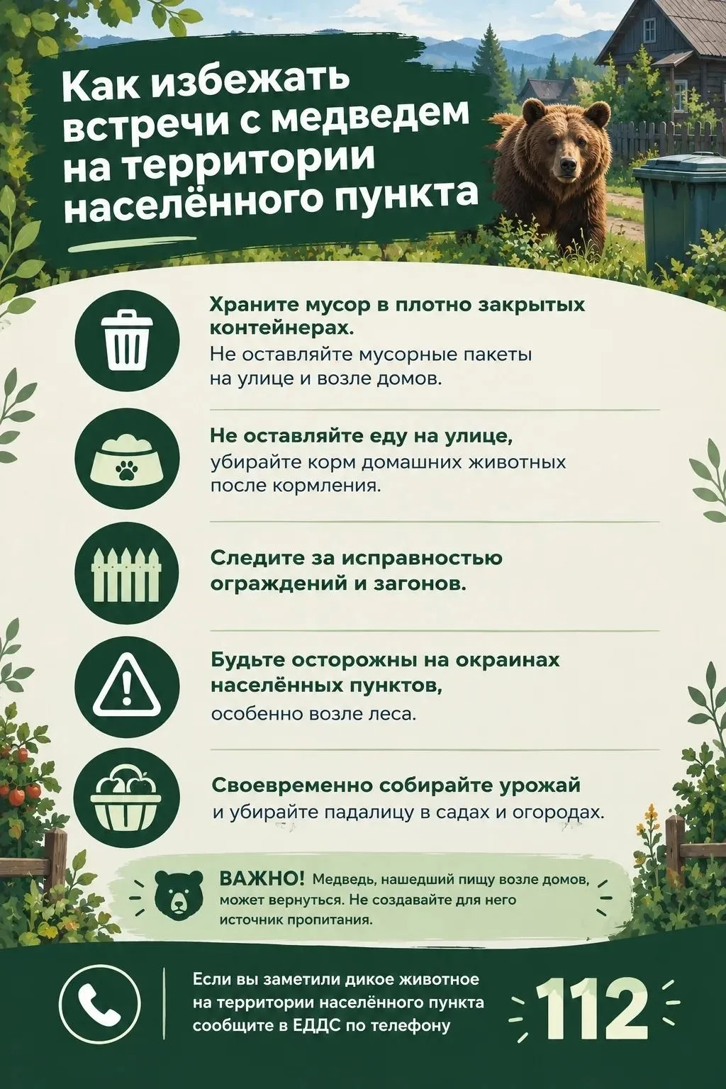 ‼Рекомендации, которые помогут избежать встречи с медведем в лесу и возле населенных пу...