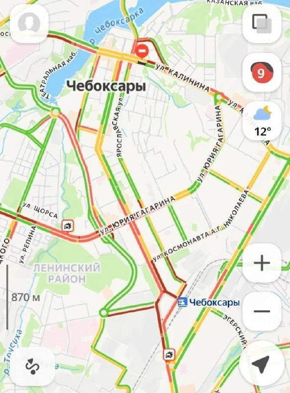 ❗️Чебоксары полностью ПАРАЛИЗОВАЛО — в городе почти 10 баллов(максимум) пробок показыва...