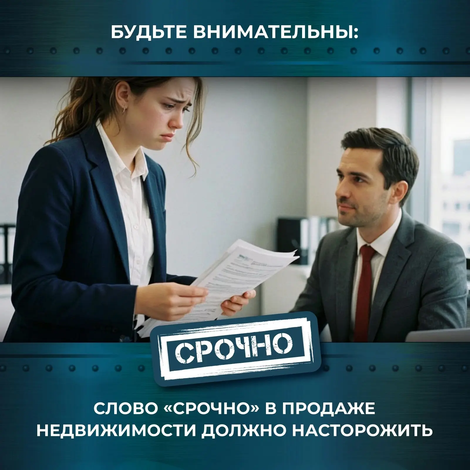 ⚠️ Будьте внимательны: слово «срочно» в продаже недвижимости должно насторожить