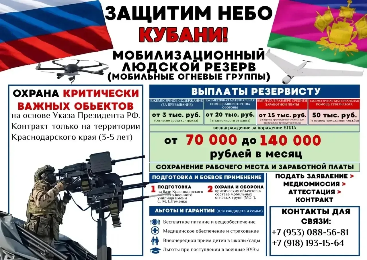 🛡 ЗАЩИТИМ НЕБО КУБАНИ! ВСТУПАЙ В МОБИЛИЗАЦИОННЫЙ ЛЮДСКОЙ РЕЗЕРВ!🇷🇺