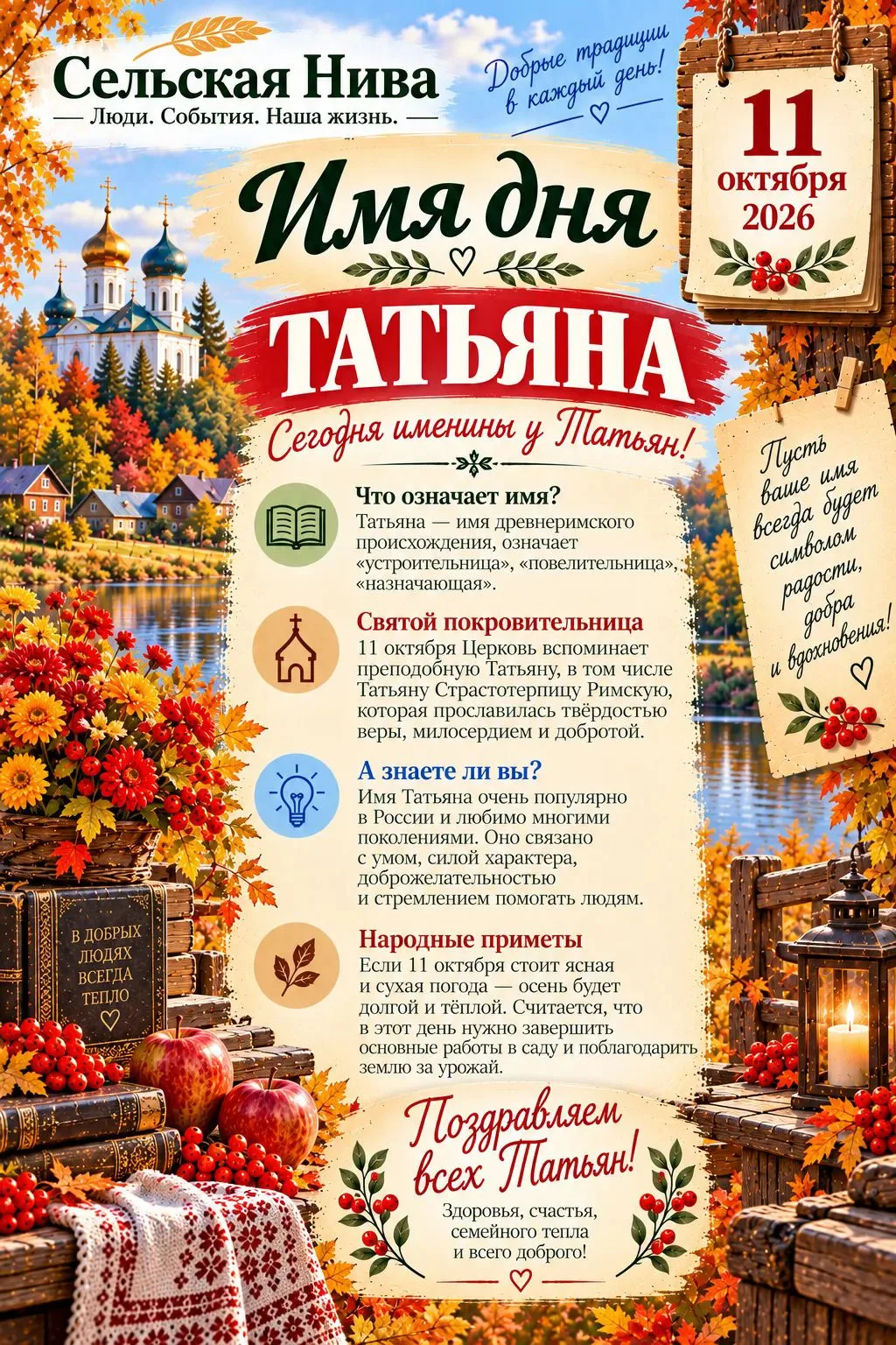 😇 Сегодня именины у Татьяны. Поздравляем!