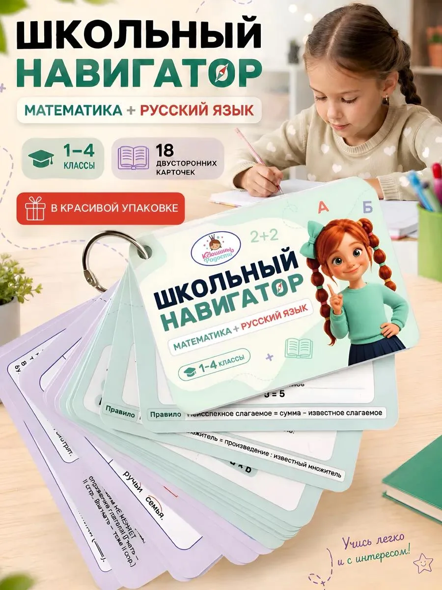 🔥 Карточки-шпаргалки 1-4 класс русский язык математика
