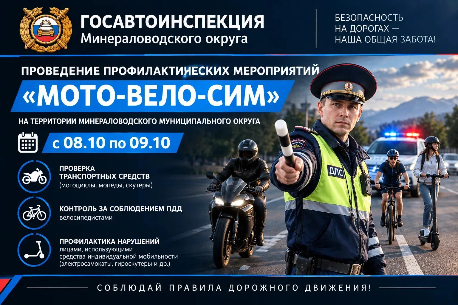 На территории Минераловодского округа проводятся профилактические мероприятия «Мото-вел...