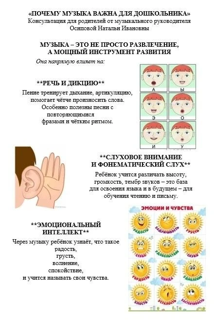 Консультация музыкального руководителя Осиповой Натальи Ивановны