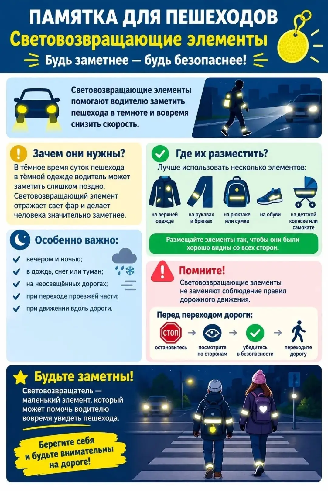 💥Госавтоинспекция Красноярского края призывает пешеходов позаботиться о личной безопас...