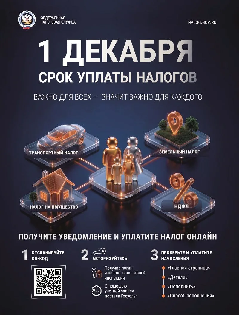 💰 1 ДЕКАБРЯ — СРОК УПЛАТЫ НАЛОГОВ ЗА 2025 ГОД 💰
