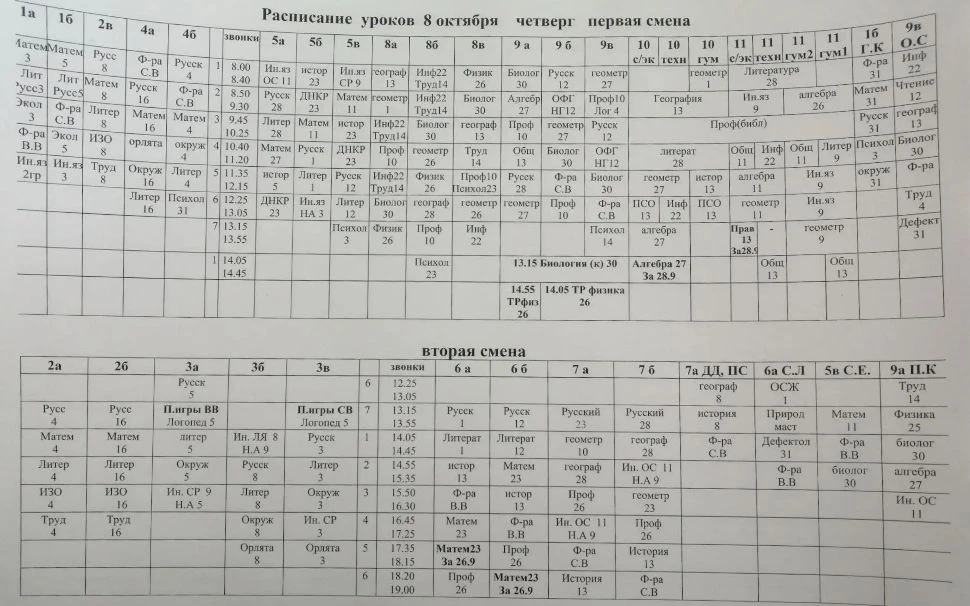 🗒️Расписание уроков