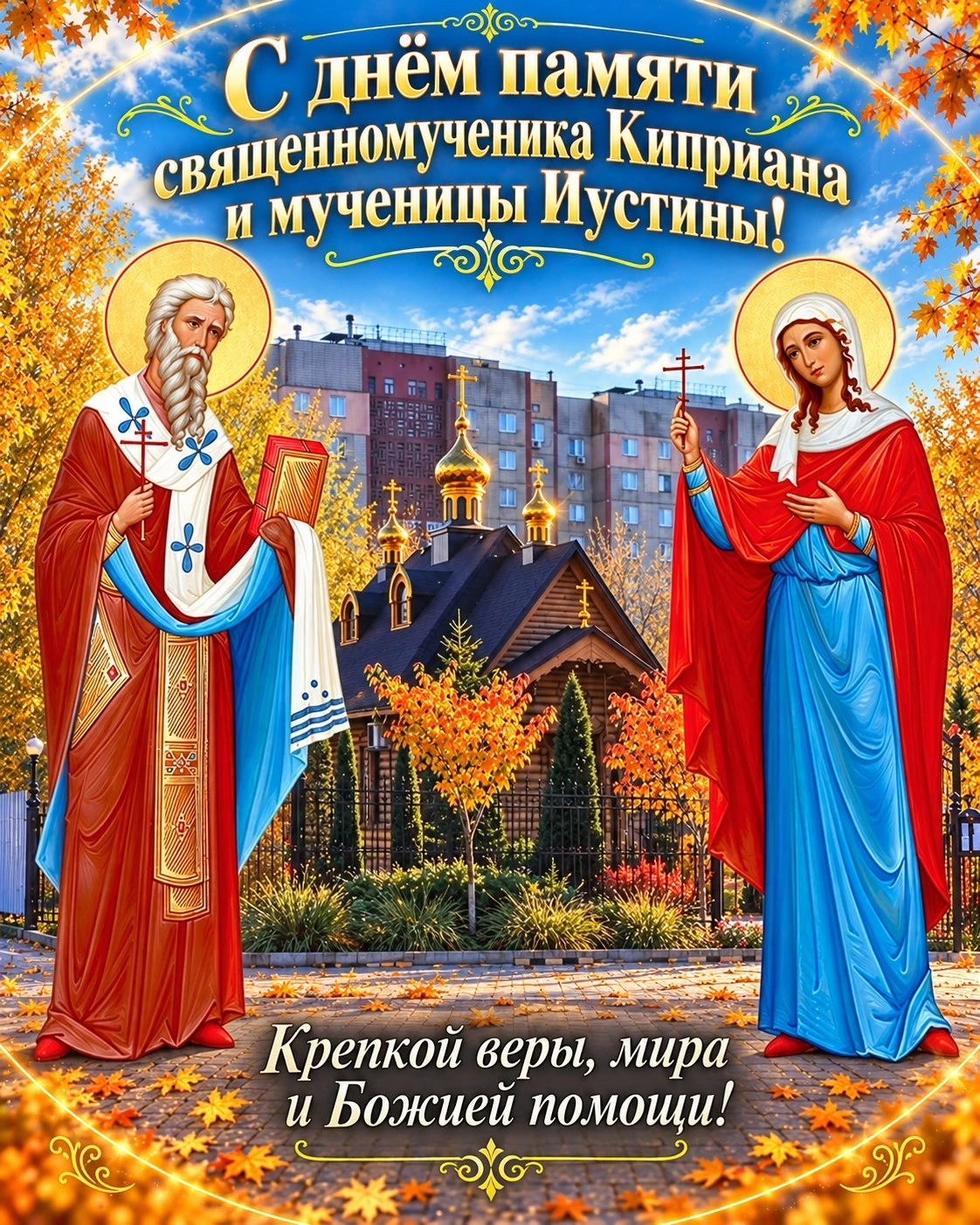 15 октября - Память священномученика Киприана и мученицы Иустины.