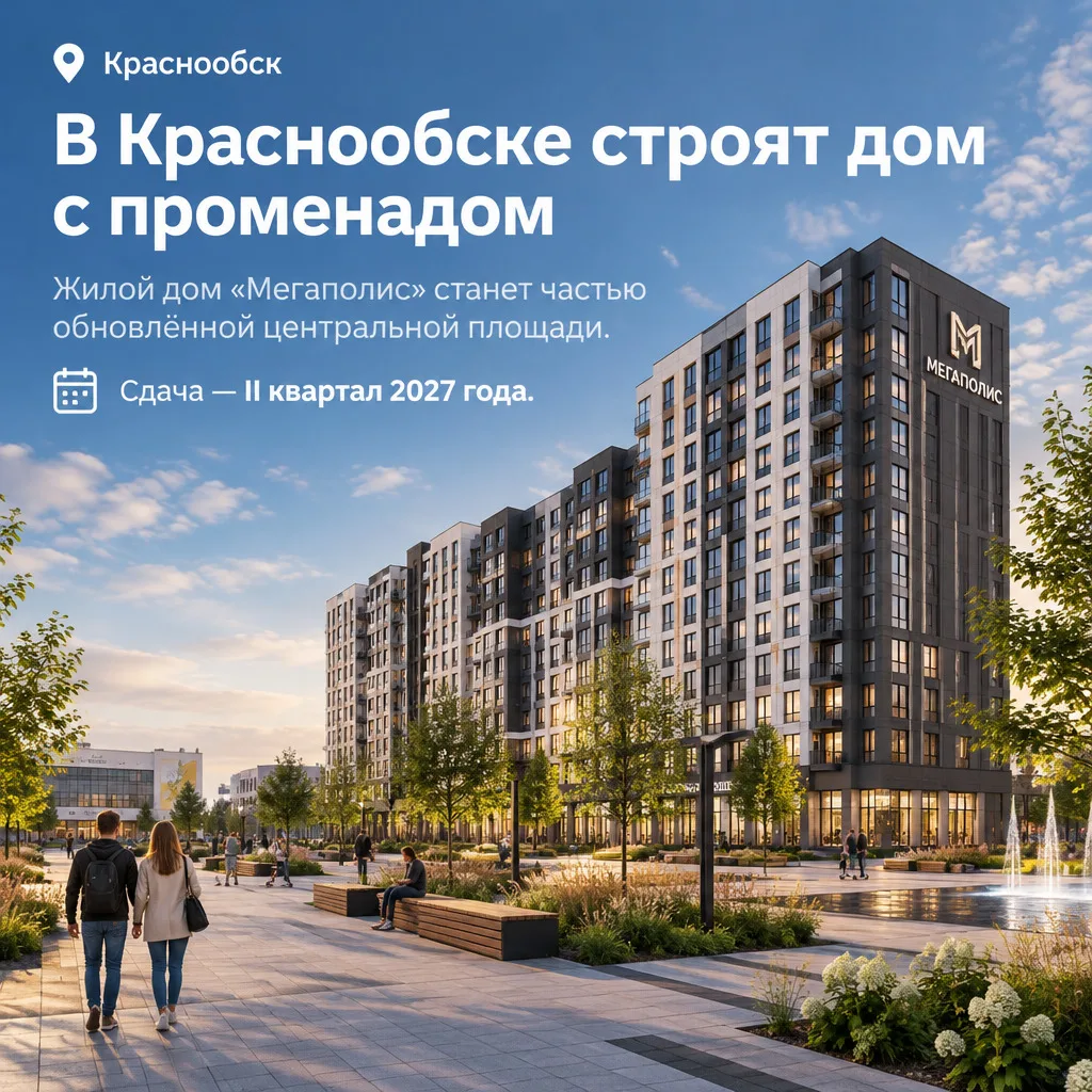 🏙 В Краснообске строят дом с променадом, сдача — в 2027 году