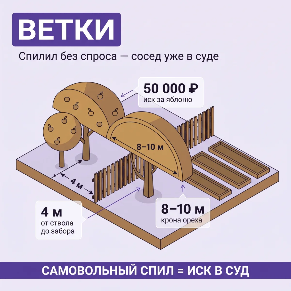 🪓 Соседская ветка лезет через забор — можно её спилить? Разбираю по закону и без топор...