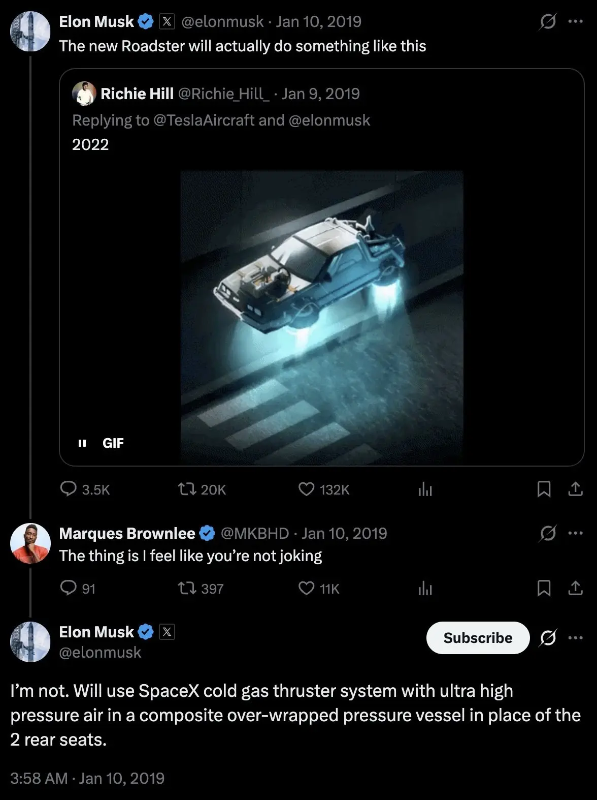 Вау: Илон Маск задумал летающую Tesla ещё в 2019 году. Тогда он всерьез пообещал, что н...