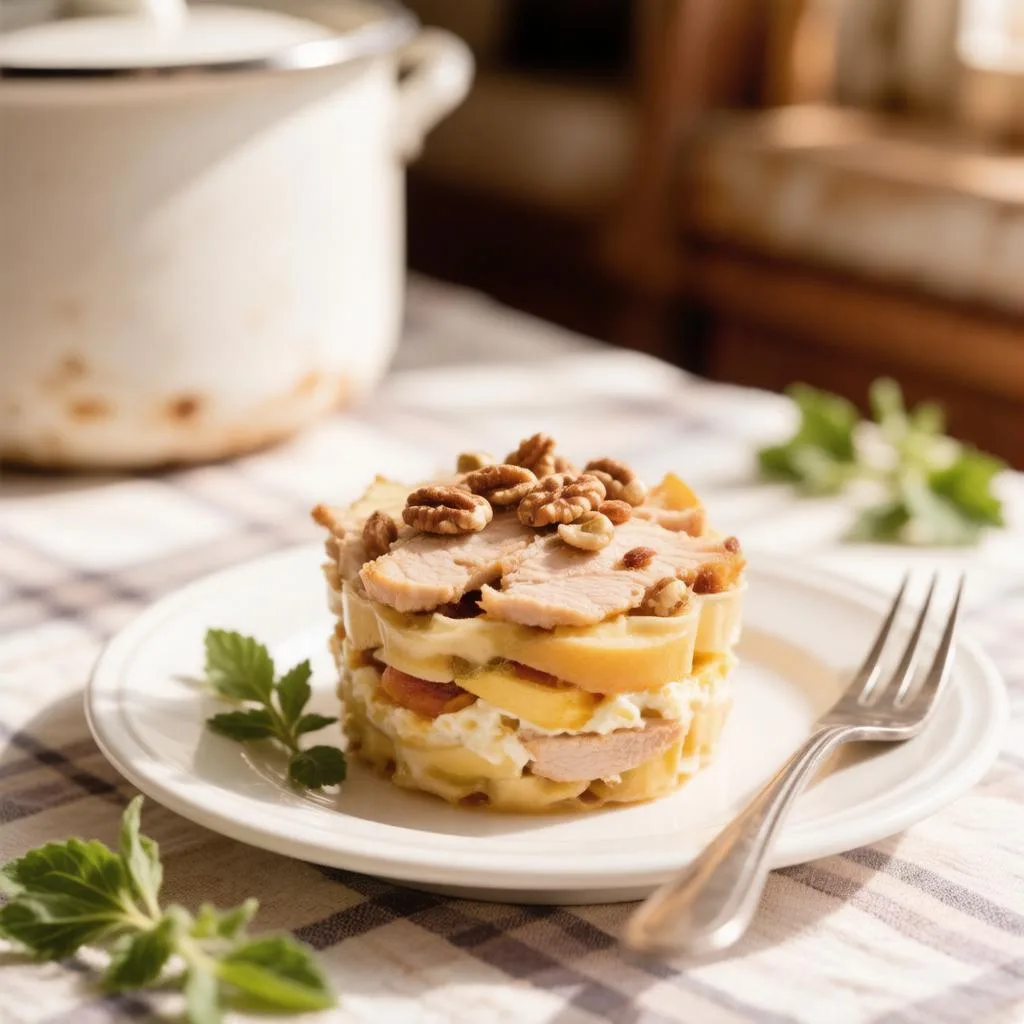 Порционная закуска Курица с яблоком и орехами в формочках