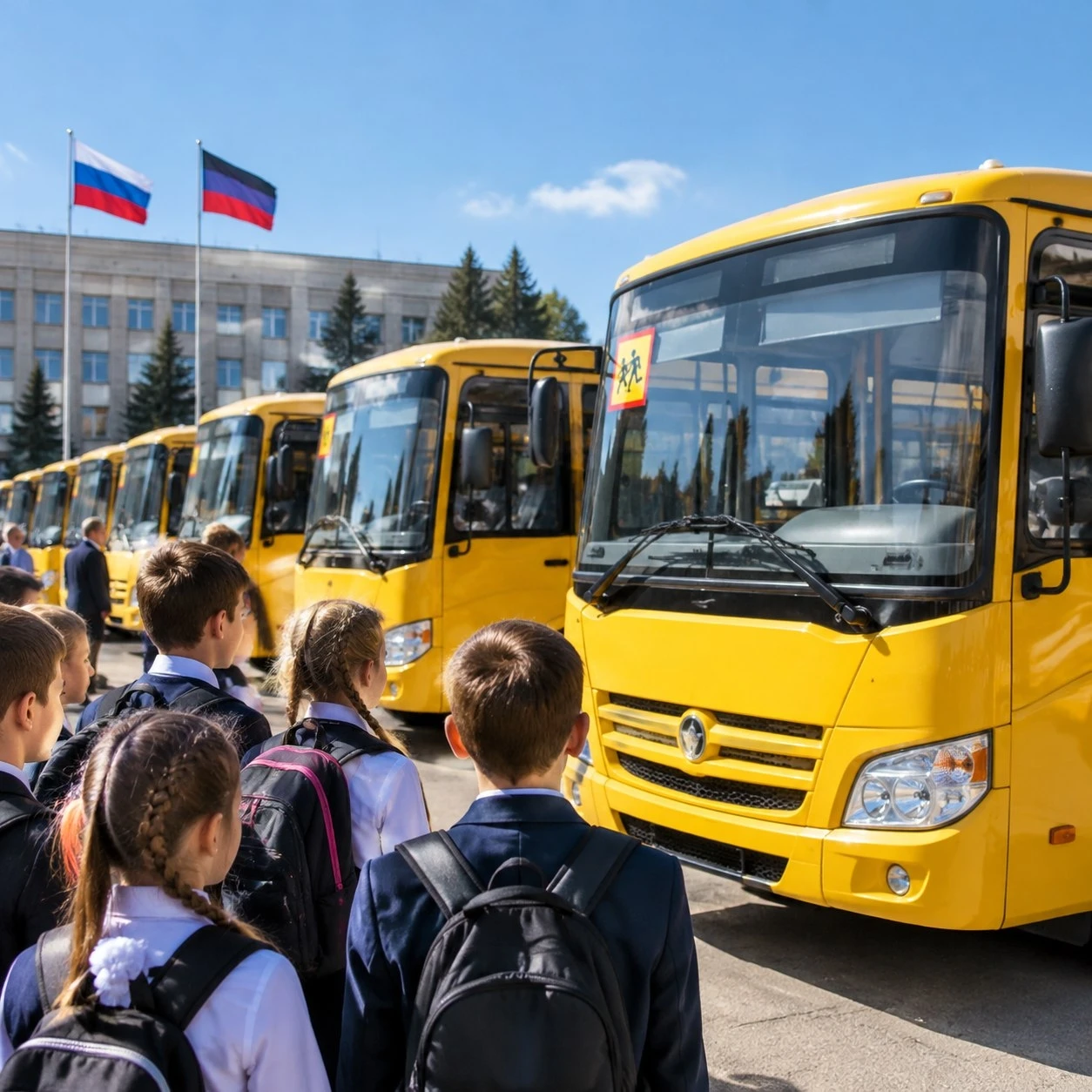 Девять муниципалитетов ДНР получили школьные автобусы