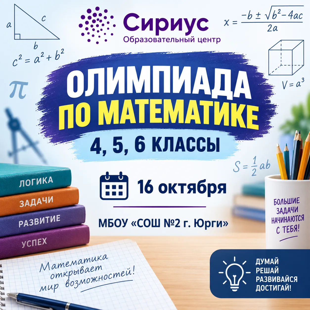 Сегодня ученики 4, 5 и 6 классов прошли школьный этап Всероссийской олимпиады по матема...