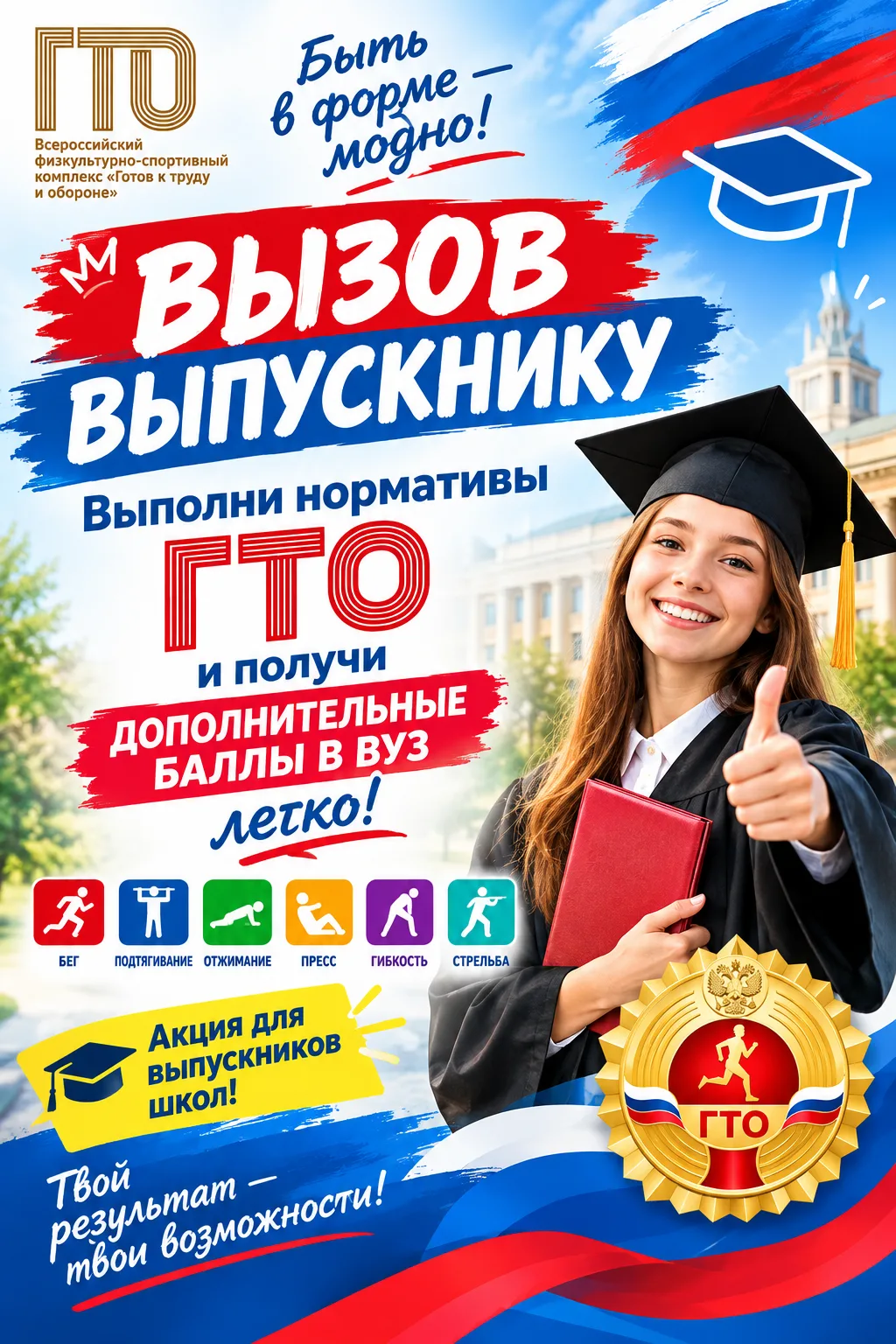 🎓 Готовы к новым вершинам? Присоединяйтесь к сдаче ГТО и получите дополнительные баллы...