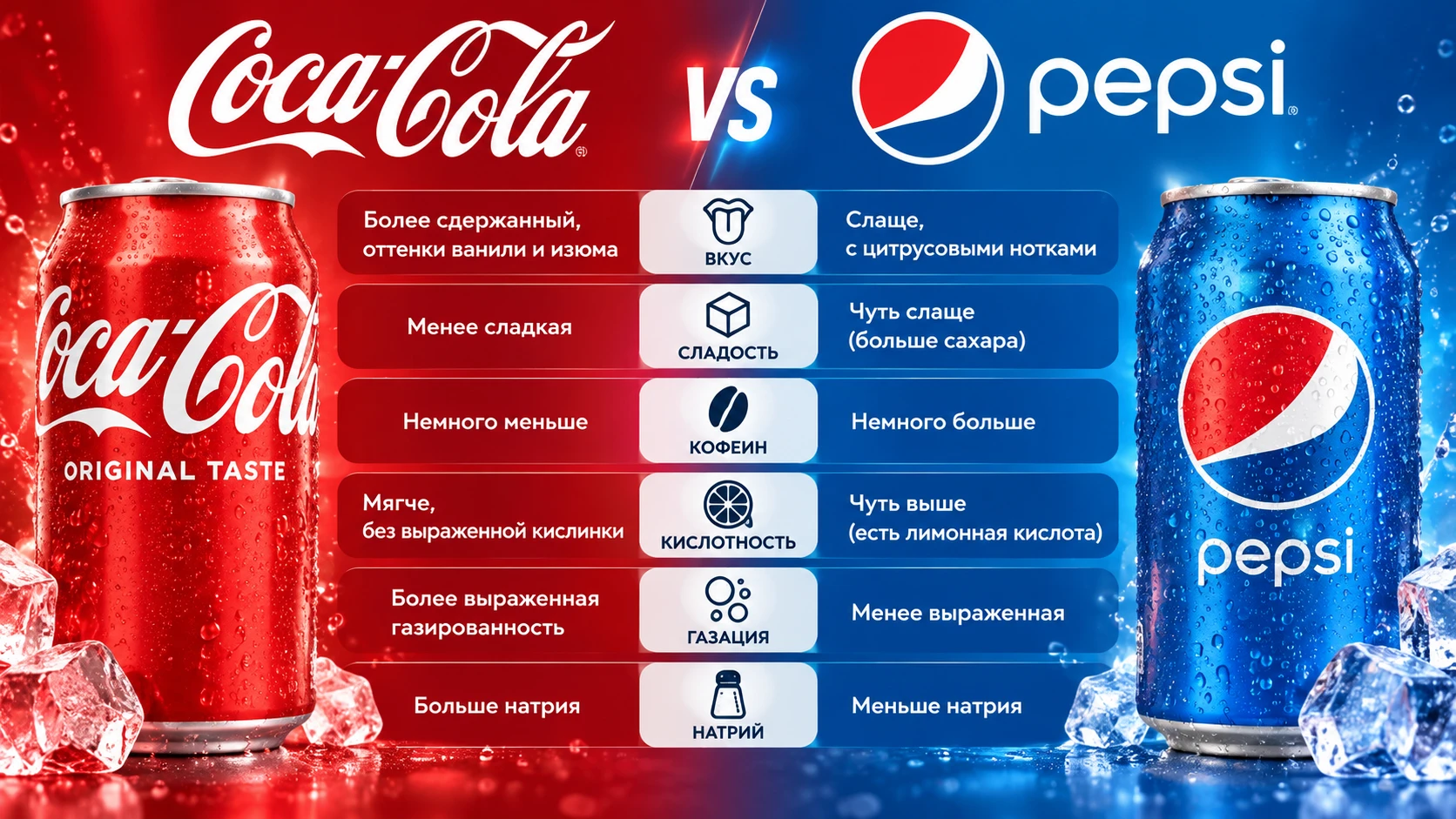 🥤 Pepsi vs Coca‑Cola: битва вкусов