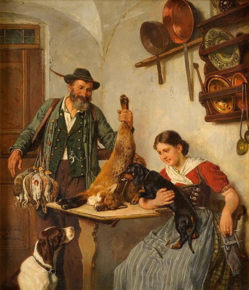 Удачная охота. Adolf Eberle (1843-1914), немецкий художник.