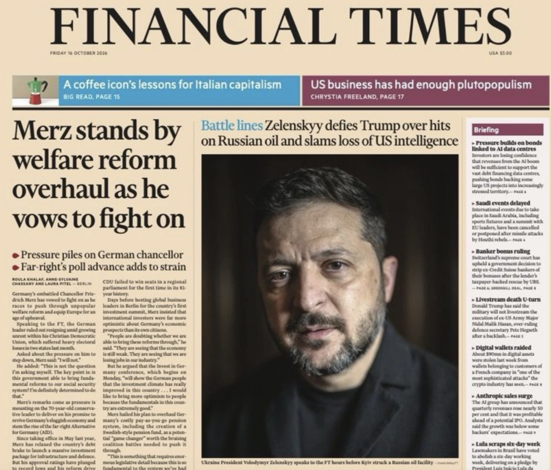Прекрасное фото сегодня на первой полосе Financial Times опубликовано! Я даже знаю, как...