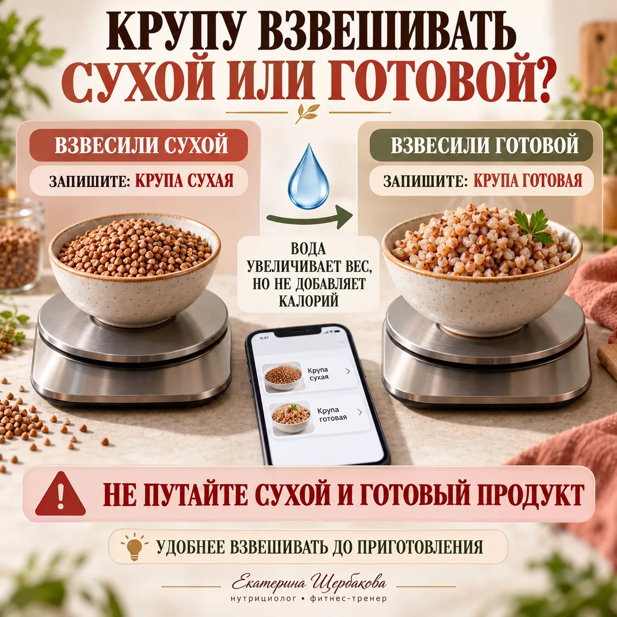 КРУПУ ВЗВЕШИВАТЬ СУХОЙ ИЛИ ГОТОВОЙ?