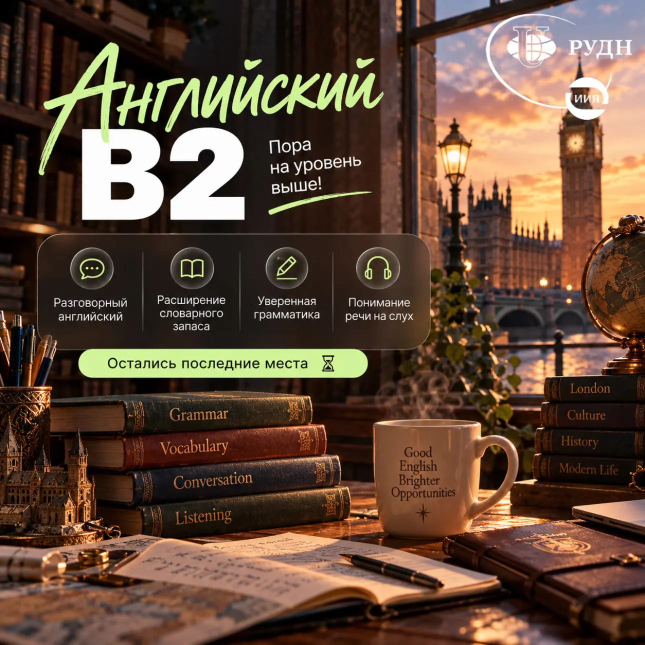 ✨ АНГЛИЙСКИЙ B2 В ИНСТИТУТЕ ИНОСТРАННЫХ ЯЗЫКОВ РУДН — пора на уровень выше! ⬆️