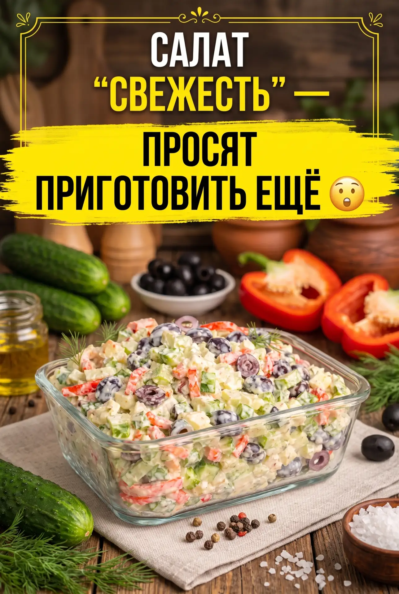 САЛАТ «СВЕЖЕСТЬ» — ПРОСЯТ ПРИГОТОВИТЬ ЕЩЁ 😲