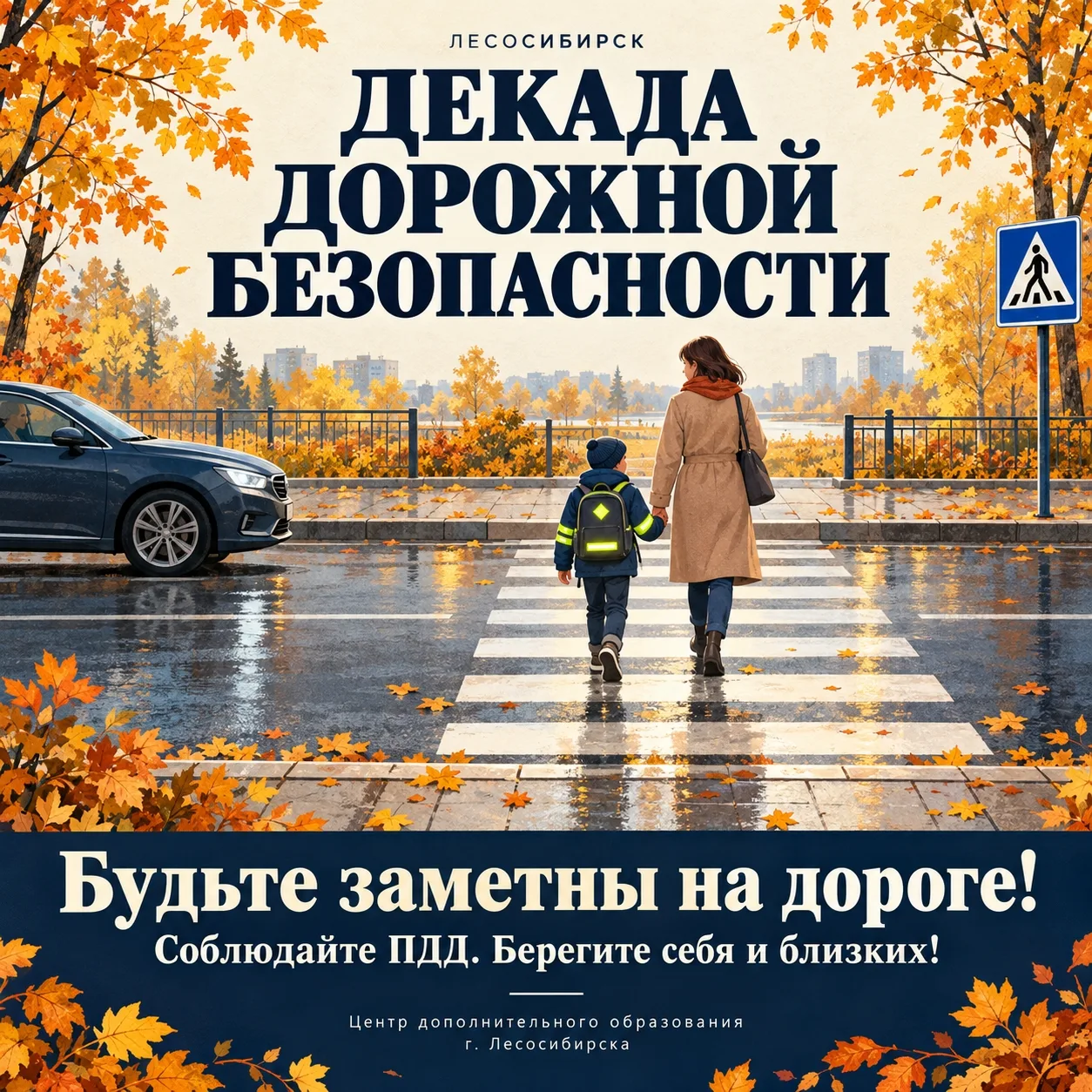 🍂 В Лесосибирске стартовала «Декада дорожной безопасности»!