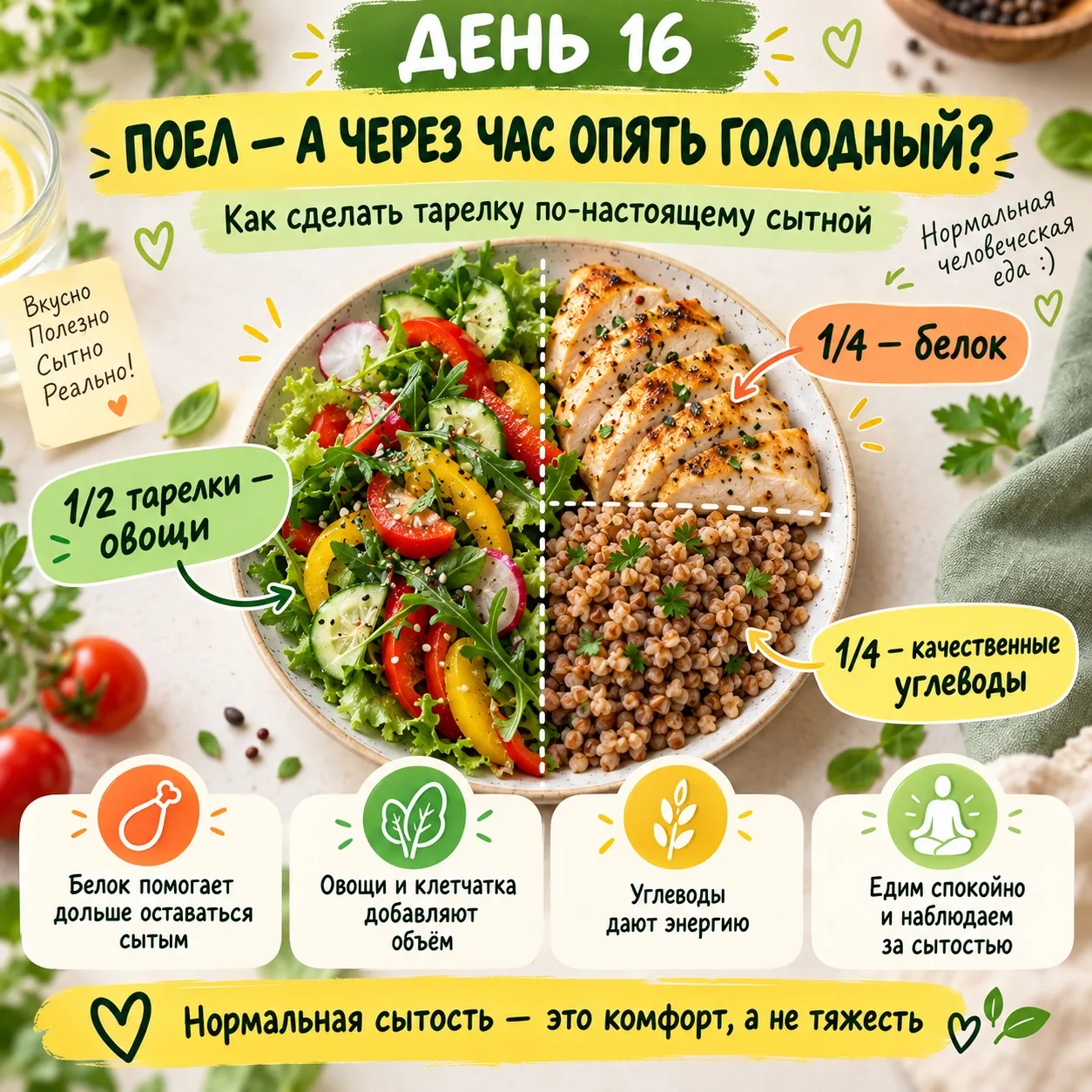 🍽️ ДЕНЬ №16. ПОЕЛ — А ЧЕРЕЗ ЧАС ОПЯТЬ ГОЛОДНЫЙ! ПОЧЕМУ? 😁