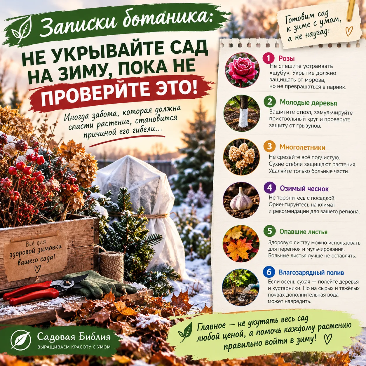 🍂 ЗАПИСКИ БОТАНИКА: НЕ УКРЫВАЙТЕ САД НА ЗИМУ, ПОКА НЕ ПРОВЕРИТЕ ЭТО! ❄️🌿