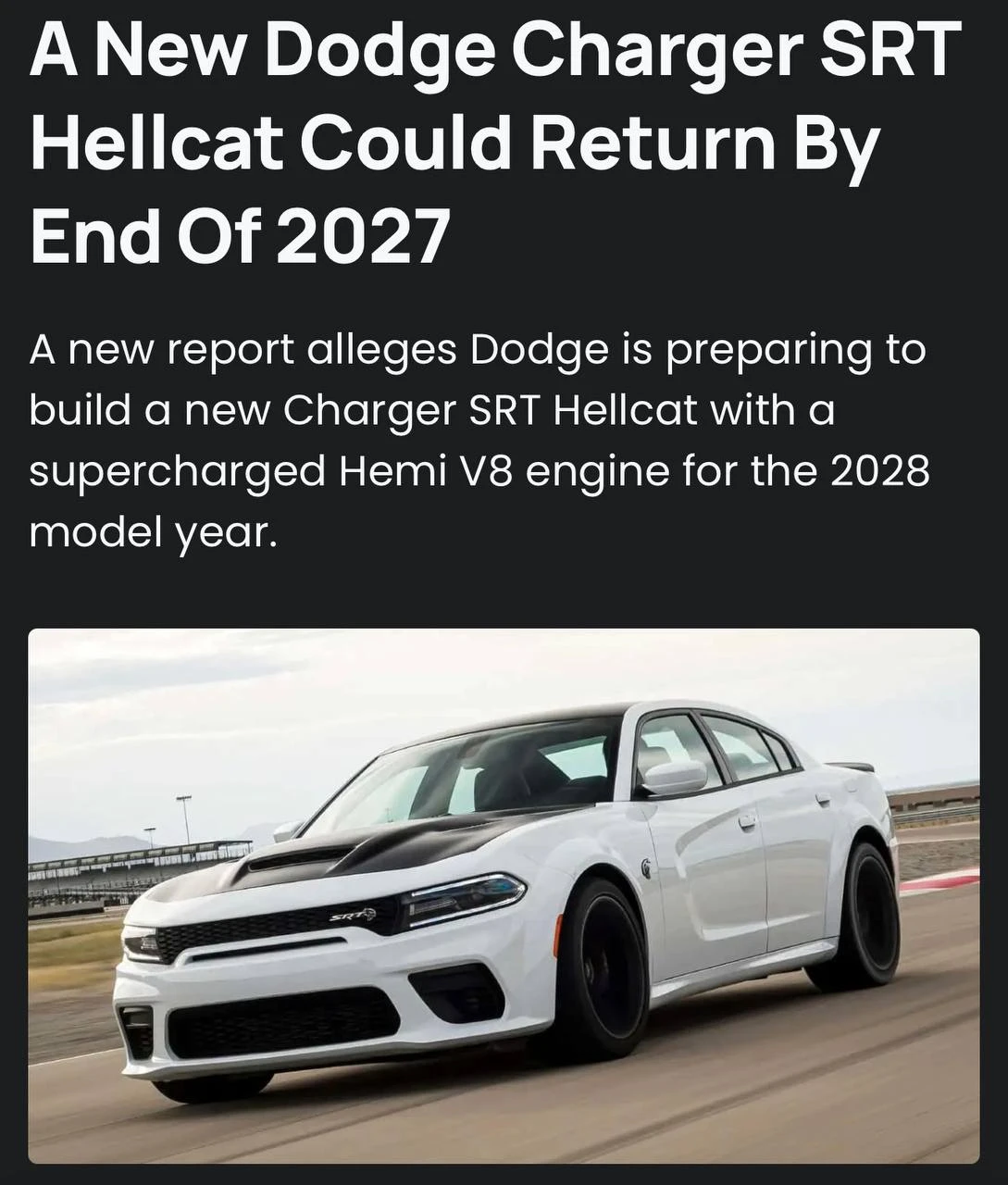 Легендарный Dodge Charger Hellcat возвращается — американцы готовят новую версию маслка...