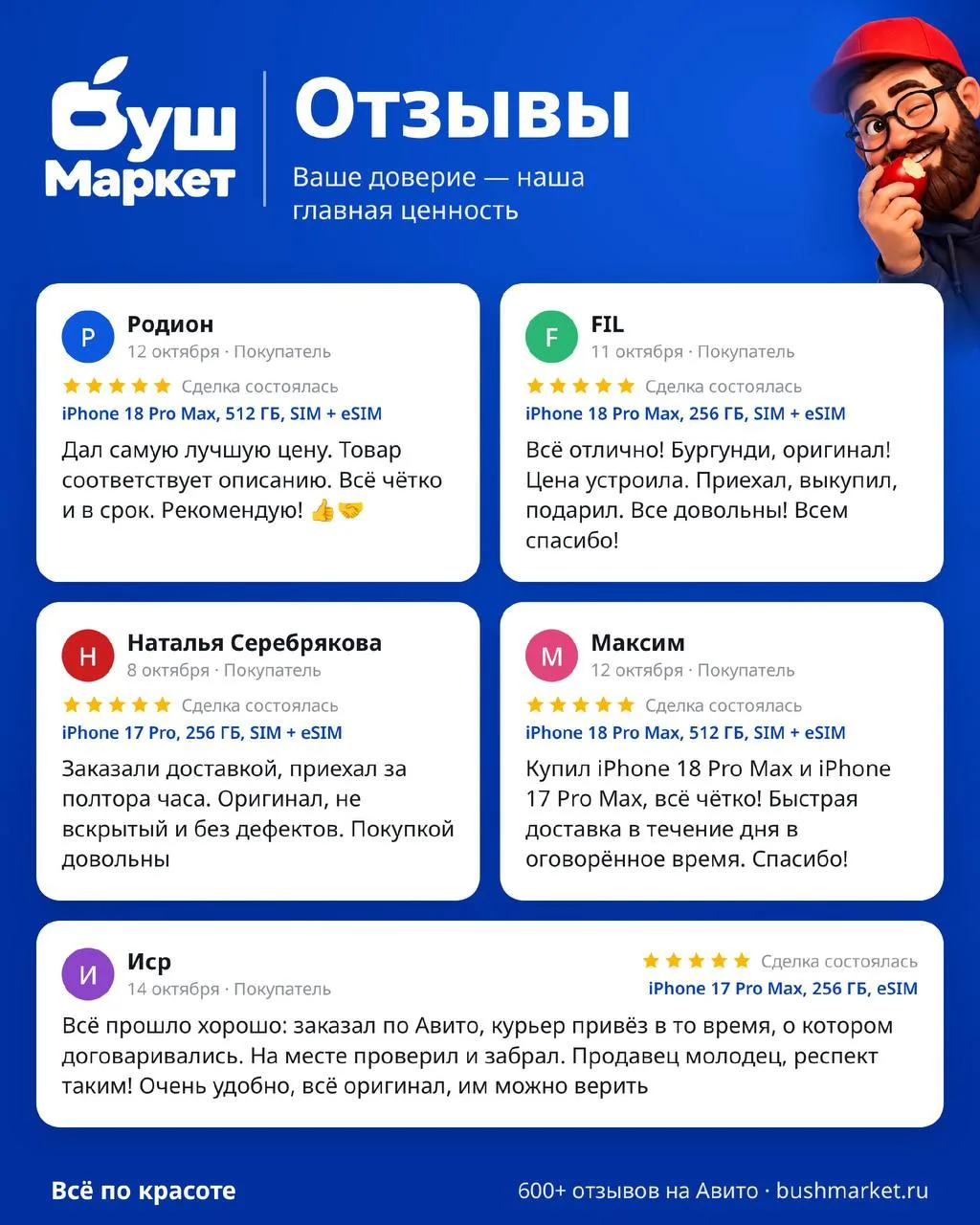 Спасибо всем, кто пишет отзывы!