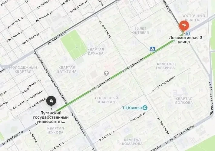 Улица Буденного в Луганске частично перекрыта.