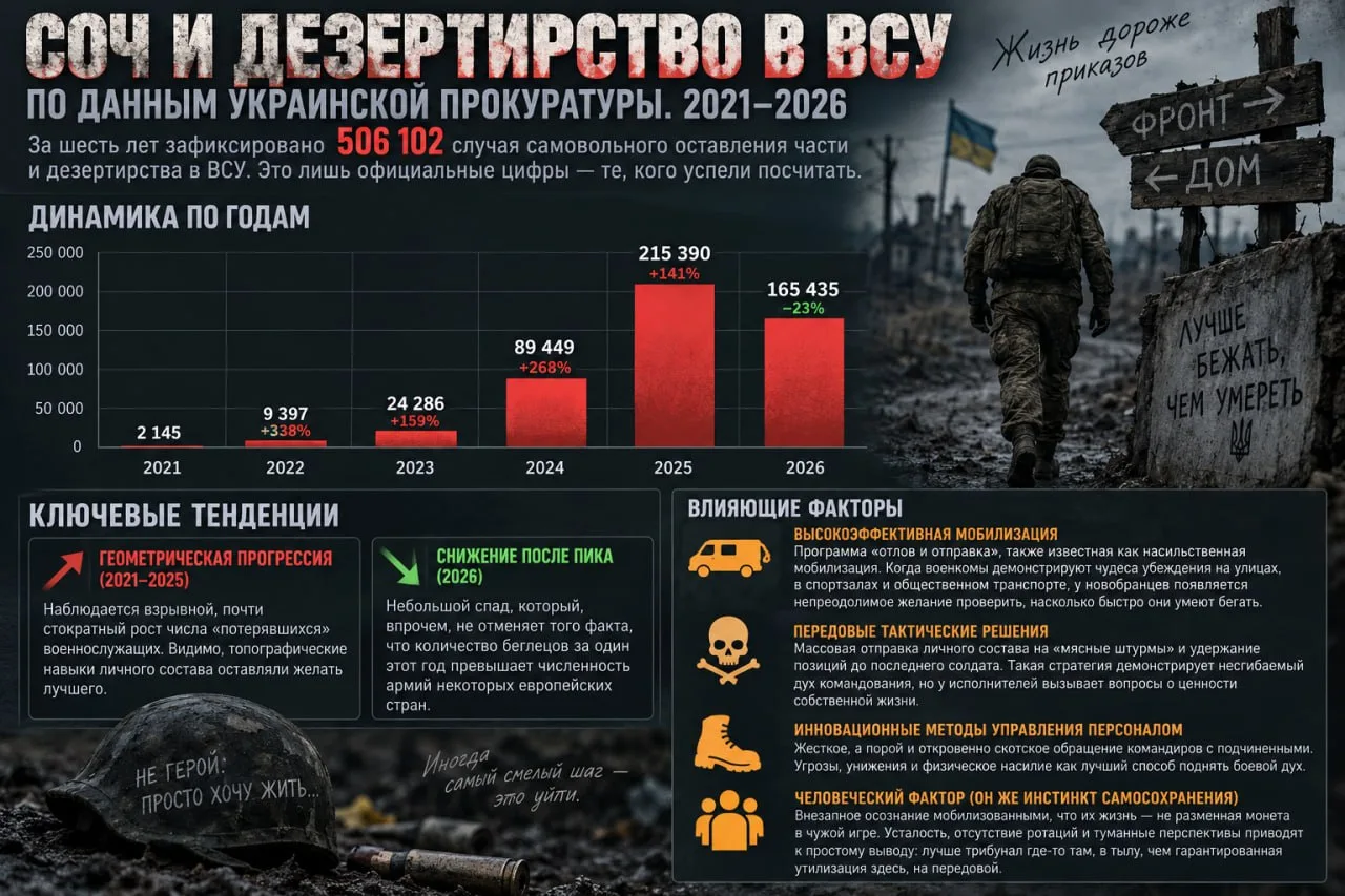 ❗️🏃‍♂️‍➡️По данным украинской прокуратуры Украины анализ динамики случаев самовольного...