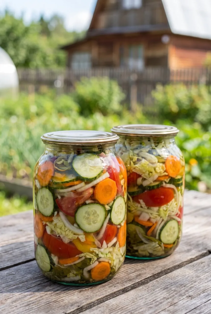 В одной банке собирается целая миска сочных овощей, и ни один вкус не перетягивает всё ...