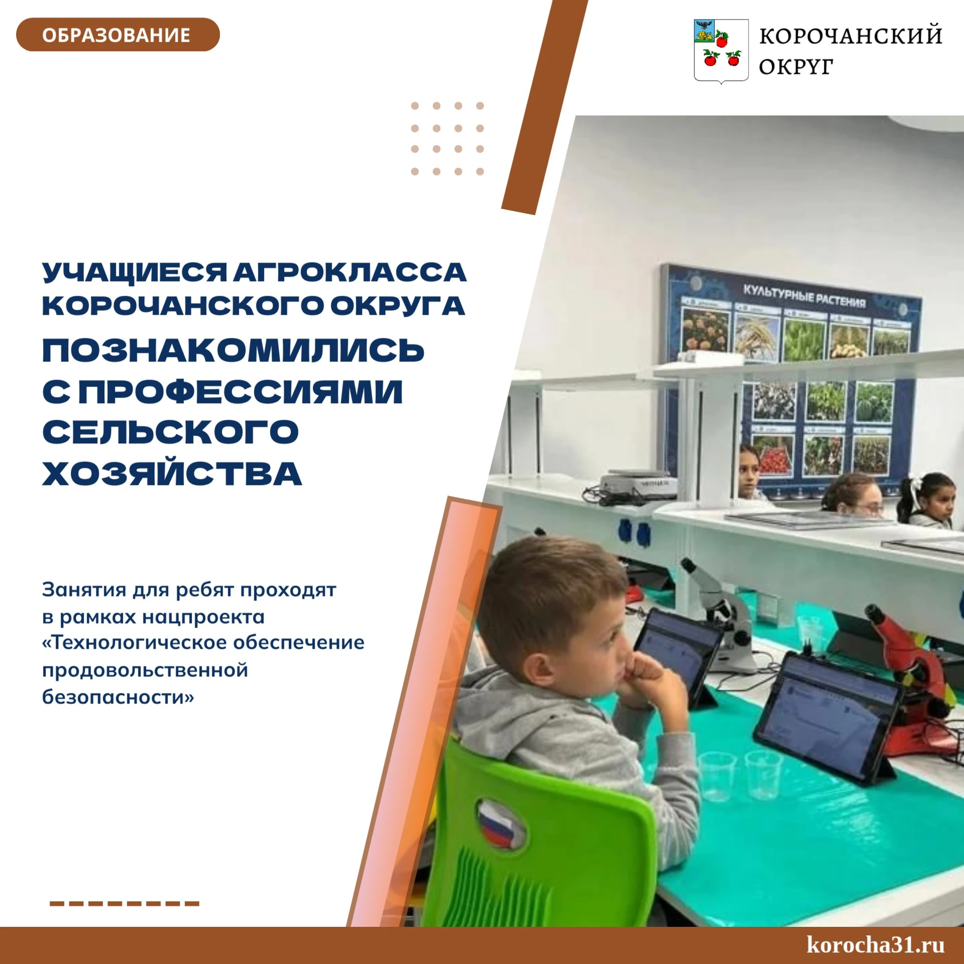 На одном из занятий школьники познакомились с профессией технолога. Студенты Корочанско...