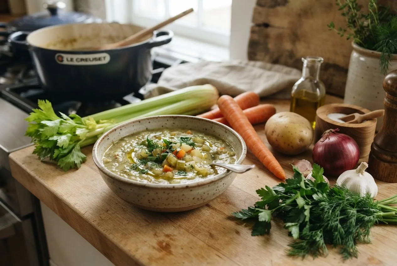 Рецепт супа из сельдерея с овощами и зеленью