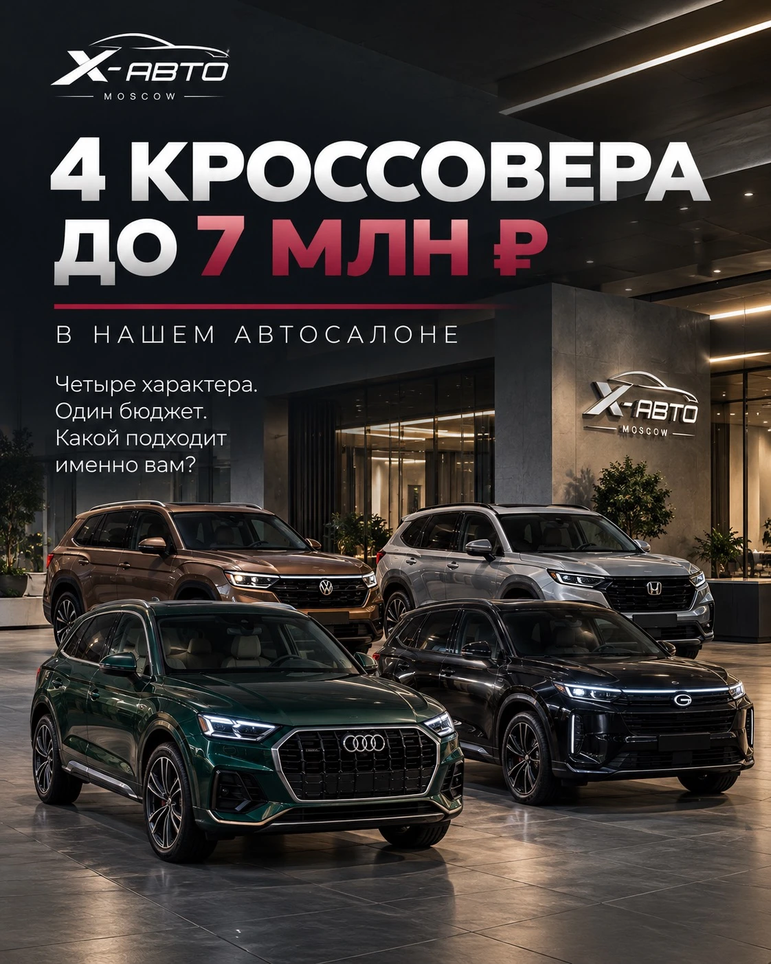 🚘 4 КРОССОВЕРА ДО 7 МЛН.₽