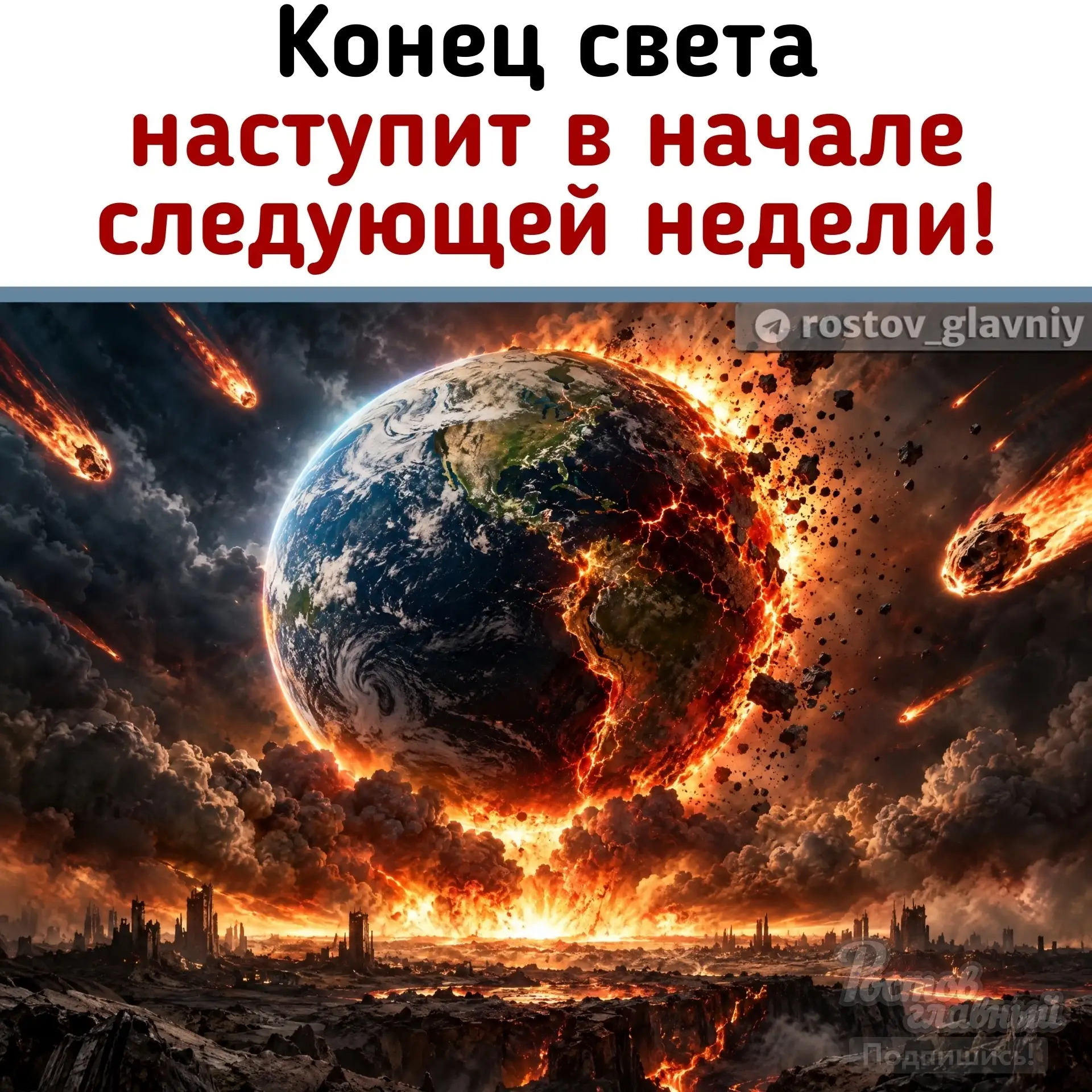 💥 Конец света наступит уже 12–13 октября (понедельник/ вторник), объявил пастор из ЮАР...
