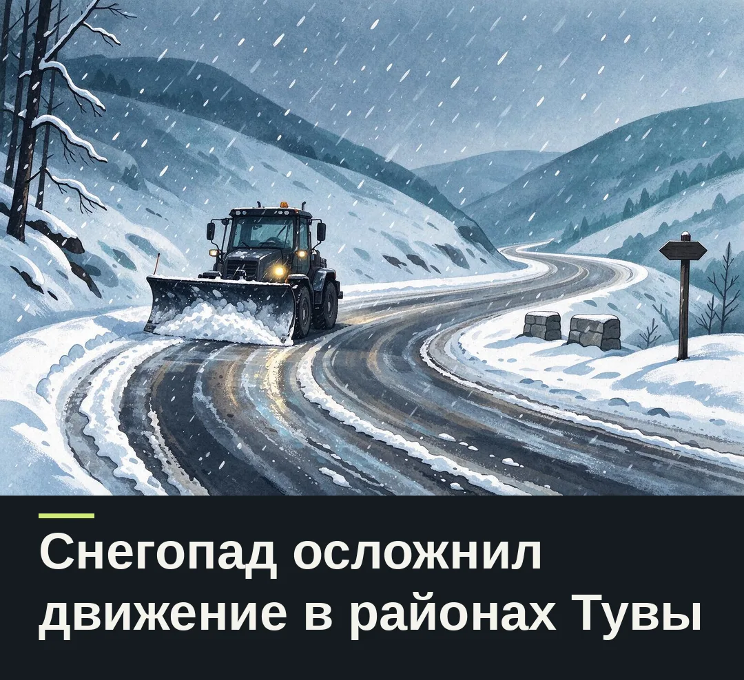 Снегопад и гололедица осложнили дорожную обстановку в двух районах Тувы