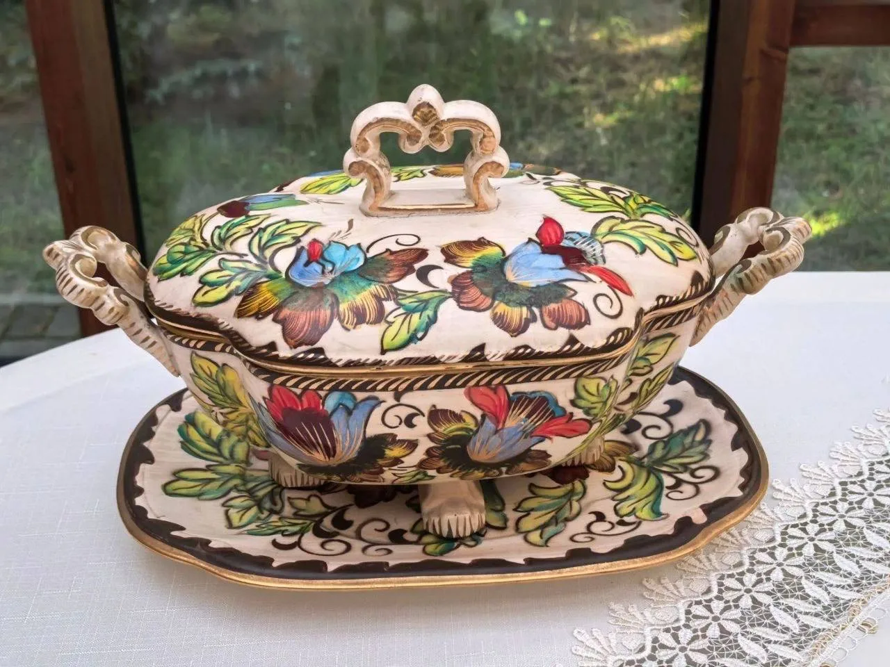 Ретро супница с блюдом H. Bequet Quaregnon (Бельгия), 1950-60 гг.