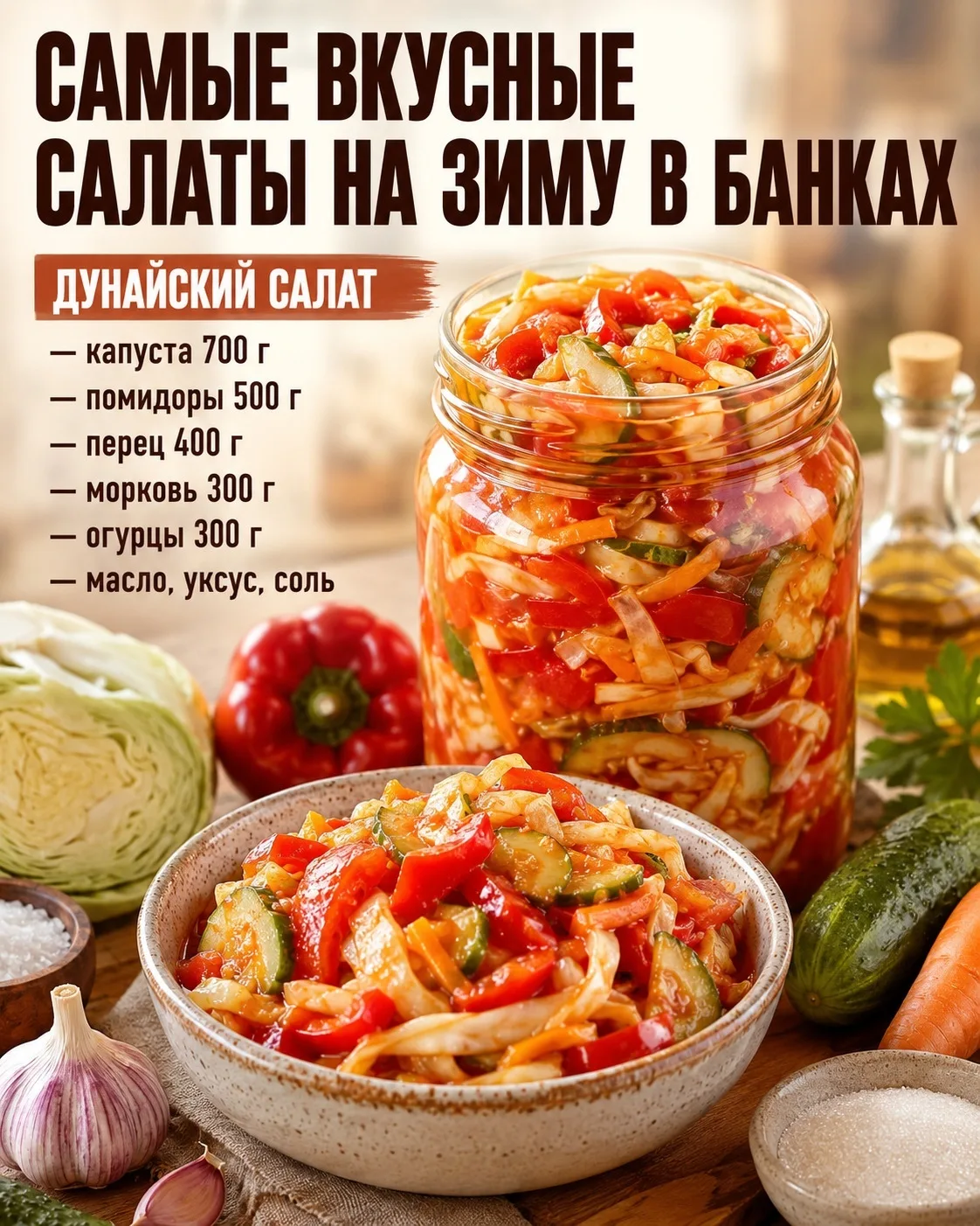 Зимние салаты в банках — это когда открыл баночку, а на столе уже почти готовая закуска...