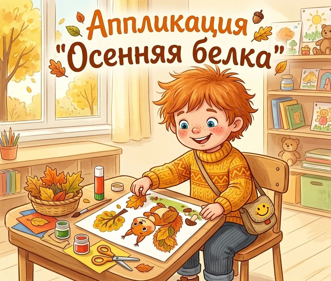 🍂 Аппликация «Осенняя белка»: творим с любовью! 🍁