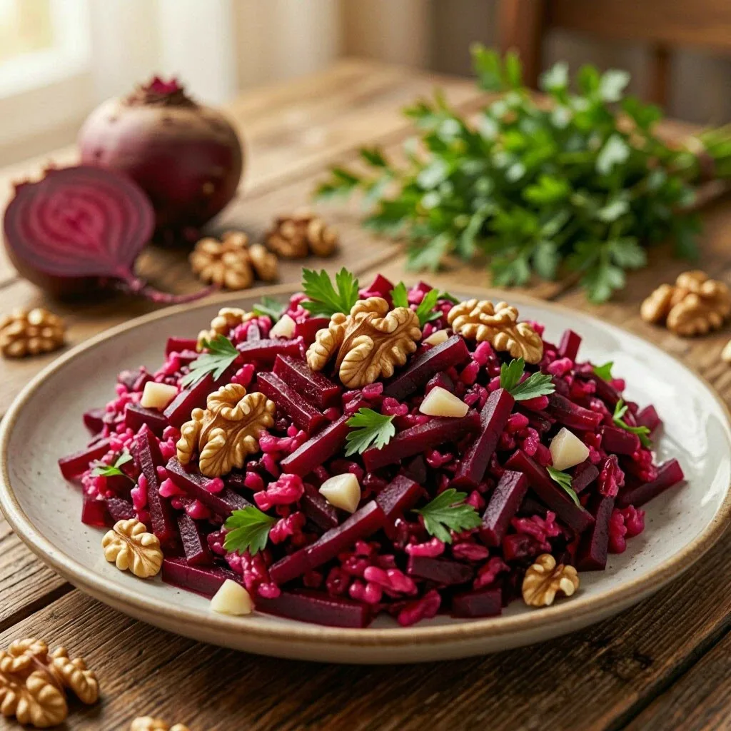 Салат из свёклы с орехами и чесноком: моя осенняя находка 🍂🥗