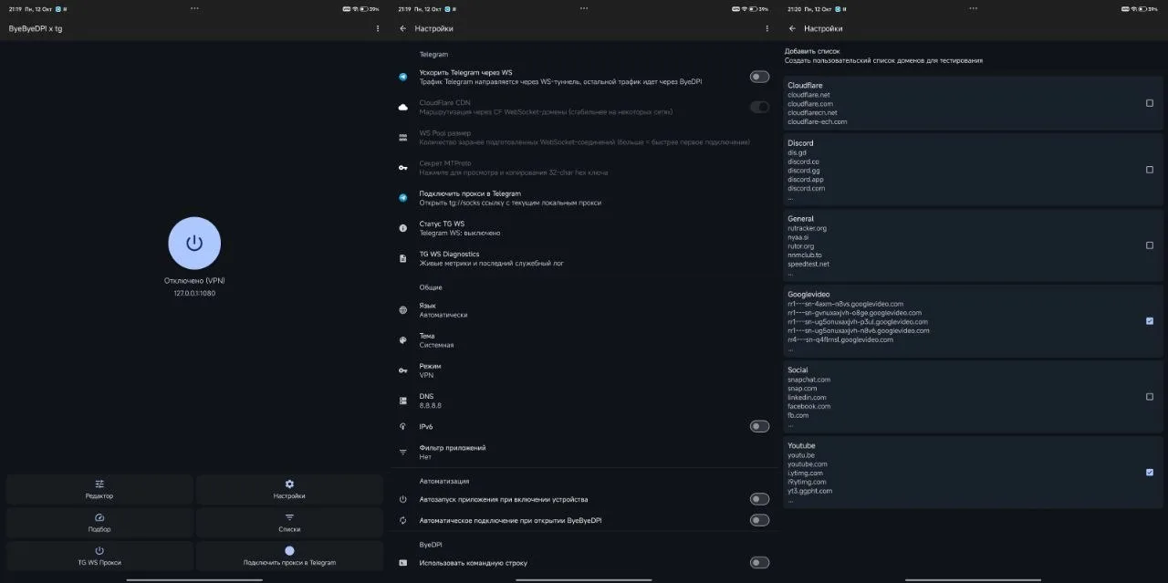 🛡 ByeByeDPI x TG — настройка сети для Telegram